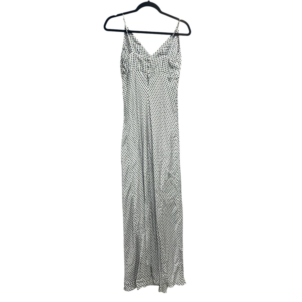 J. Crew Collection Full Length Luster Silky V-neck White Slip Dress Polka Dot‎ 4 - Picture 3 of 7